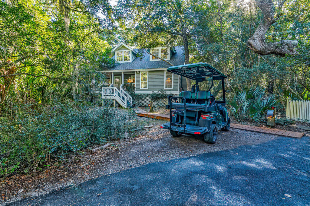A Bald Head Island vacation rental that comes with a golf cart rental.