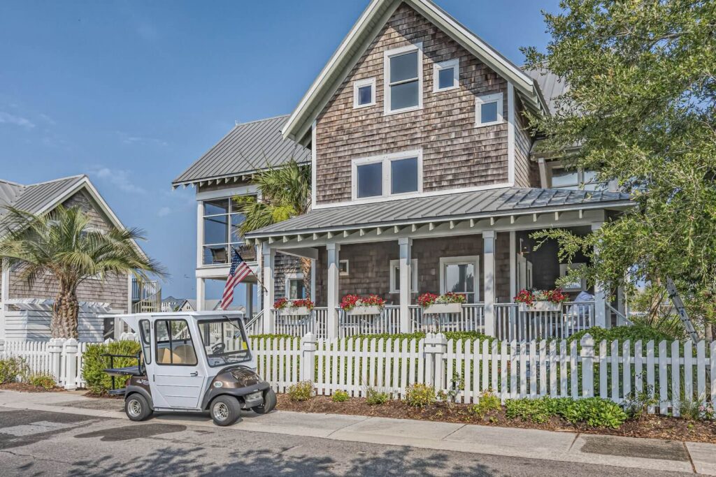 The exterior of a Bald Head Island rental that's close to some of the best outdoor activities in North Carolina.